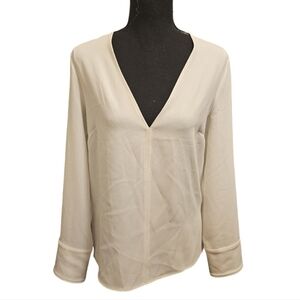 ZARA vneck button sleeve white blouse size  small